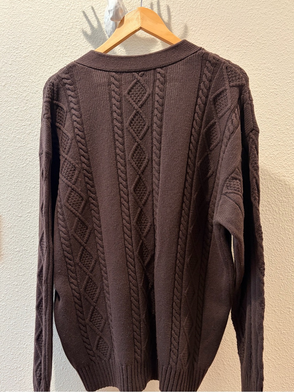 Aritzia Sunday Best Chocolate Brown Cable Knit Cardigan - Picture 2 of 5